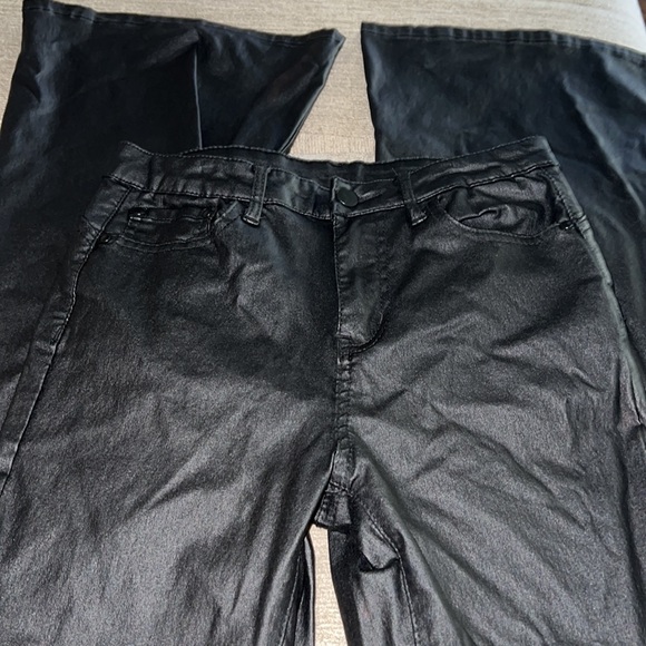 Black Leather Look Trousers - Picture 2 of 8